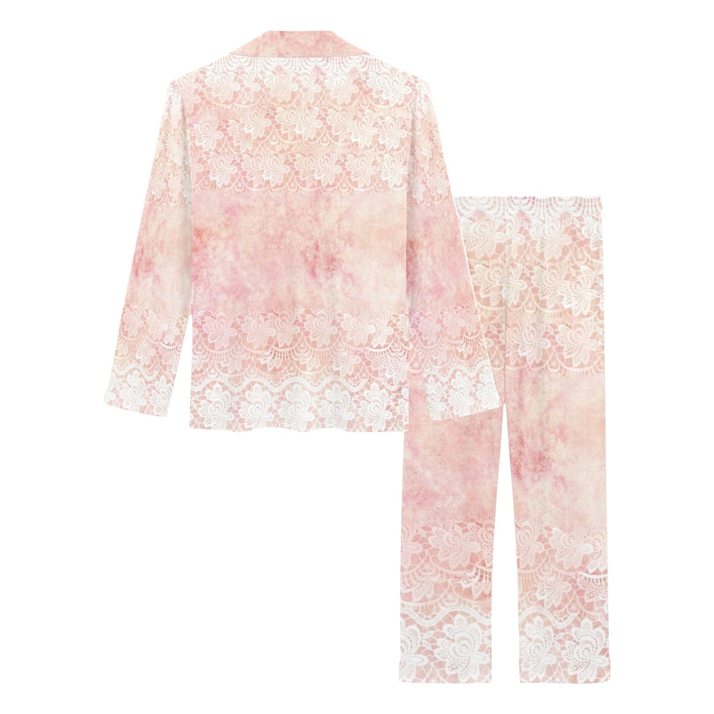 Victorian printed lace pajama set, design 38 Women's Long Pajama Set (Sets 02)