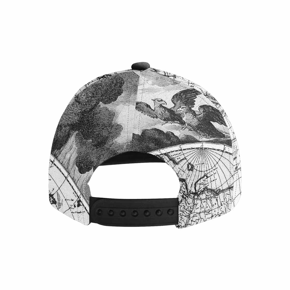 Antique Map design mens or womens deep snapback cap, trucker hat, Design 17