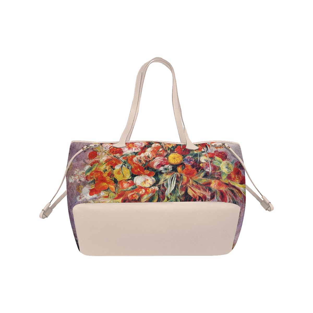 Vintage Floral Handbag, Classic Handbag, Mod 1695361 Design 19, BEIGE/TAN TRIM