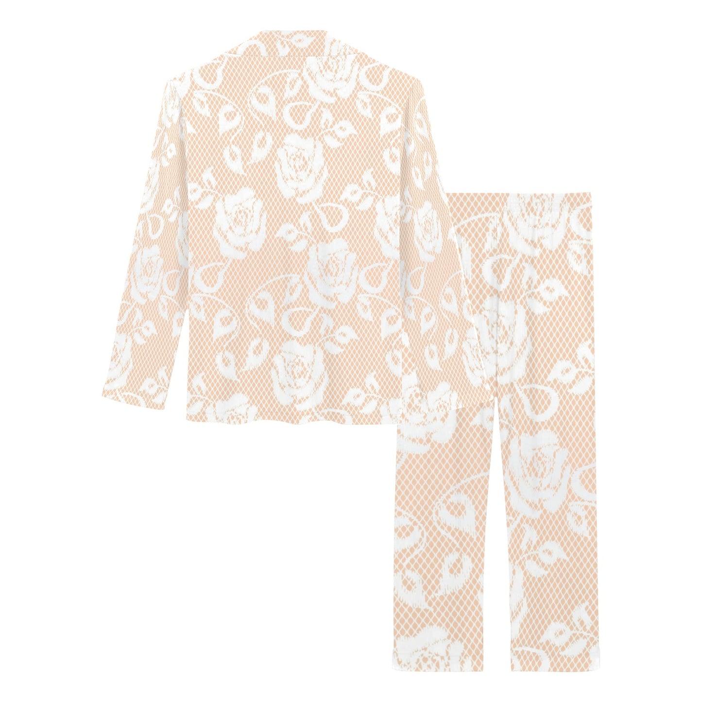 Victorian printed lace pajama set, design 16 Women's Long Pajama Set (Sets 02)