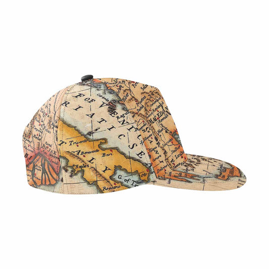 Antique Map design mens or womens deep snapback cap, trucker hat, Design 22