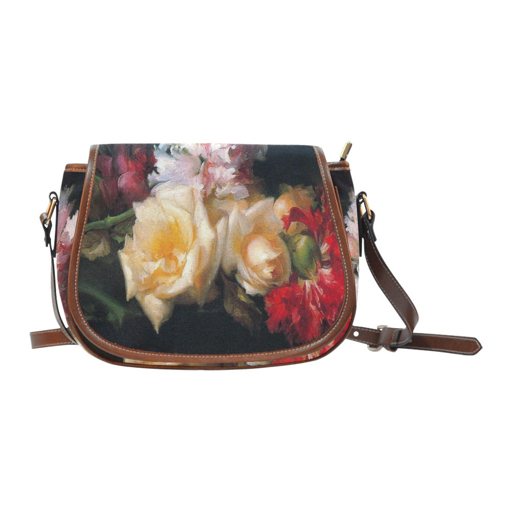 Vintage floral handbag, Design 30 Model 1695341 Saddle Bag/Large (Model 1649)