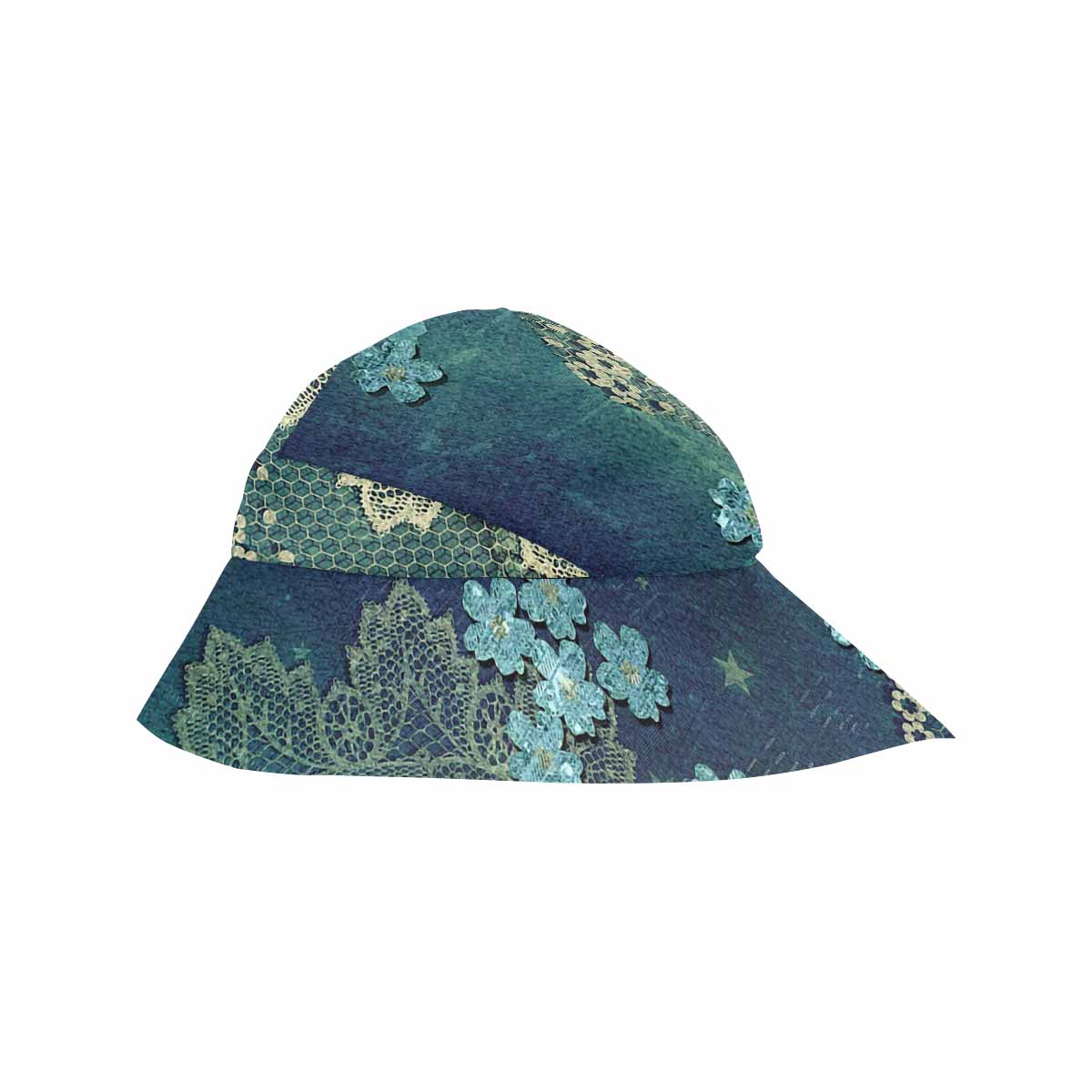 Victorian lace print, wide brim sunvisor Hat, outdoors hat, design 04