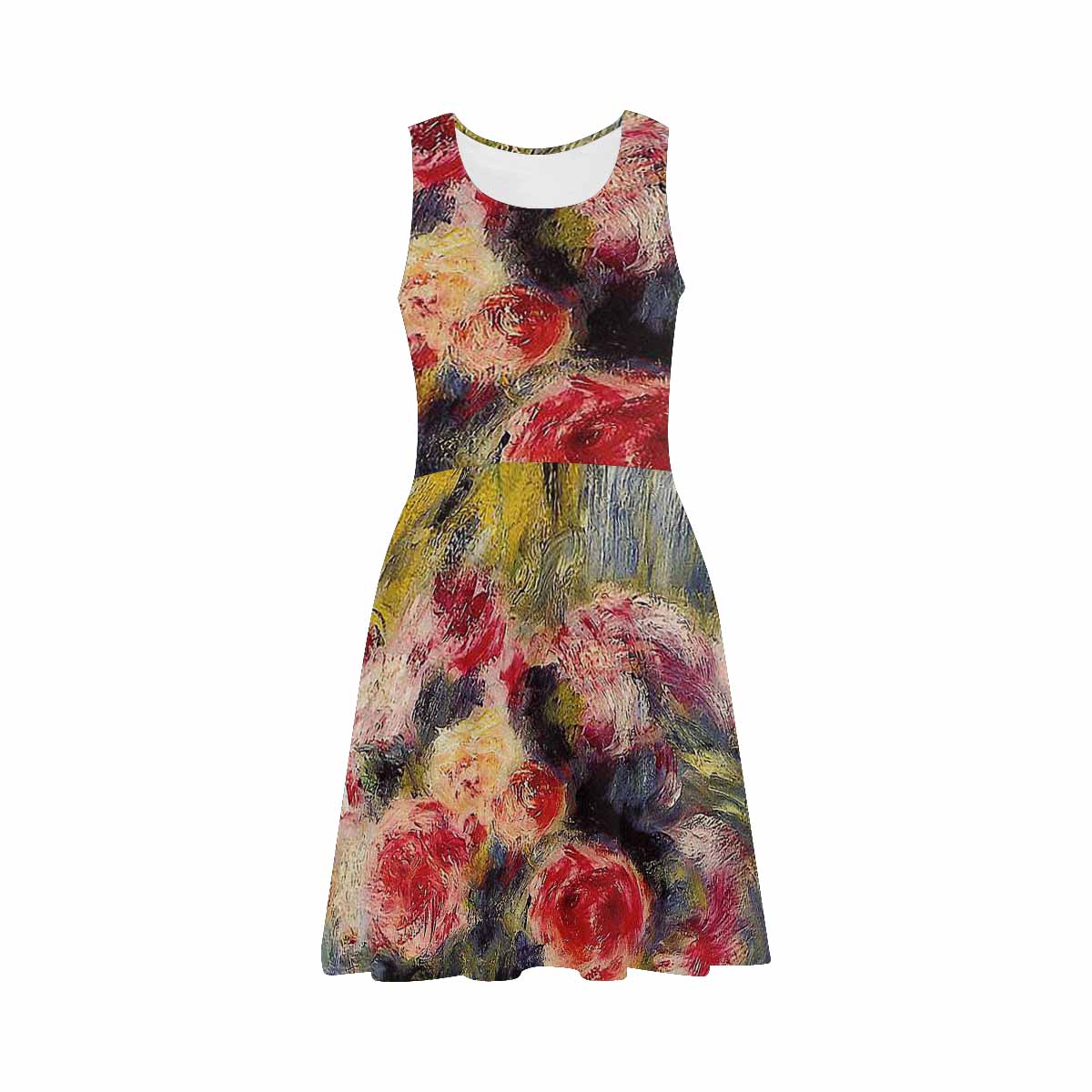 Vintage floral short summer flare dress,  XS to 3XL plus size, model D09534 Design 26