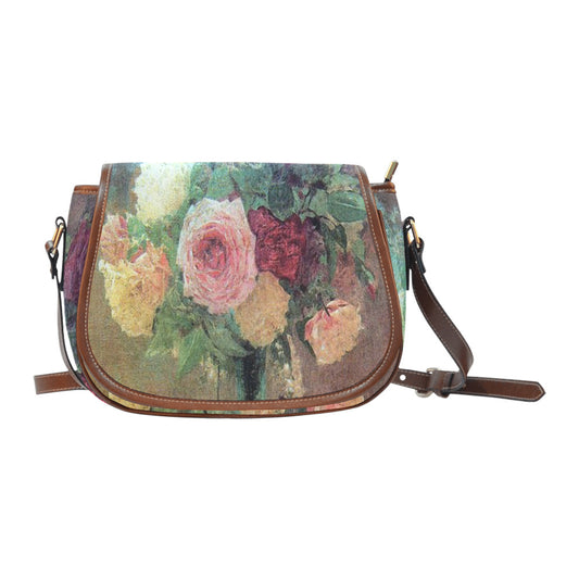 Vintage floral handbag, Design 29 Model 1695341 Saddle Bag/Large (Model 1649)