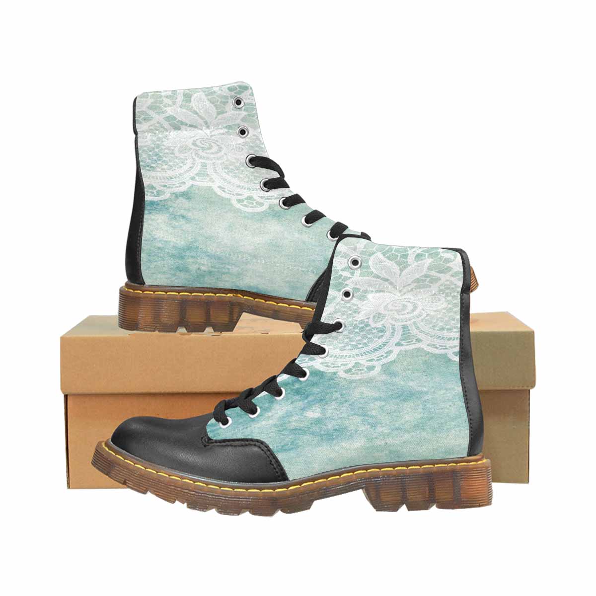 Victorian lace print, cute but tough, Winter walk about  boots, design 41