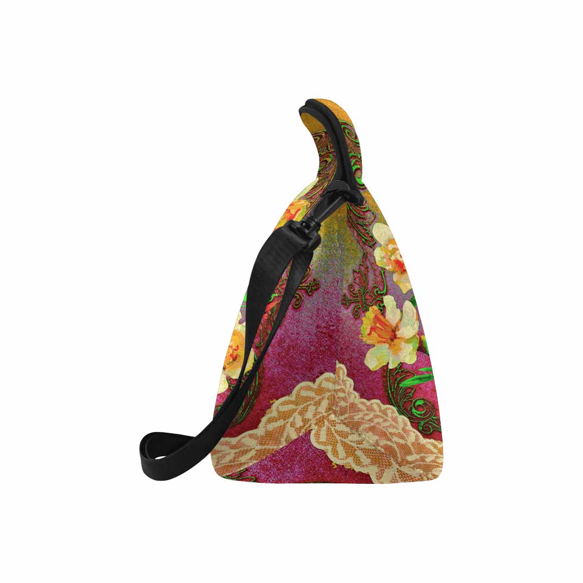 Victorian lace print insulated lunch bag, design 48