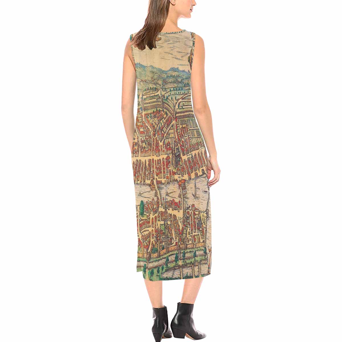 Antique Map chic long dress, Design 17
