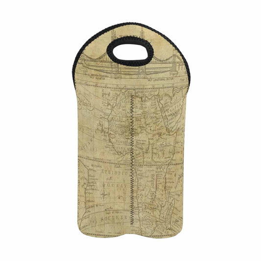 2 Bottle Antique map wine bag,Design 01