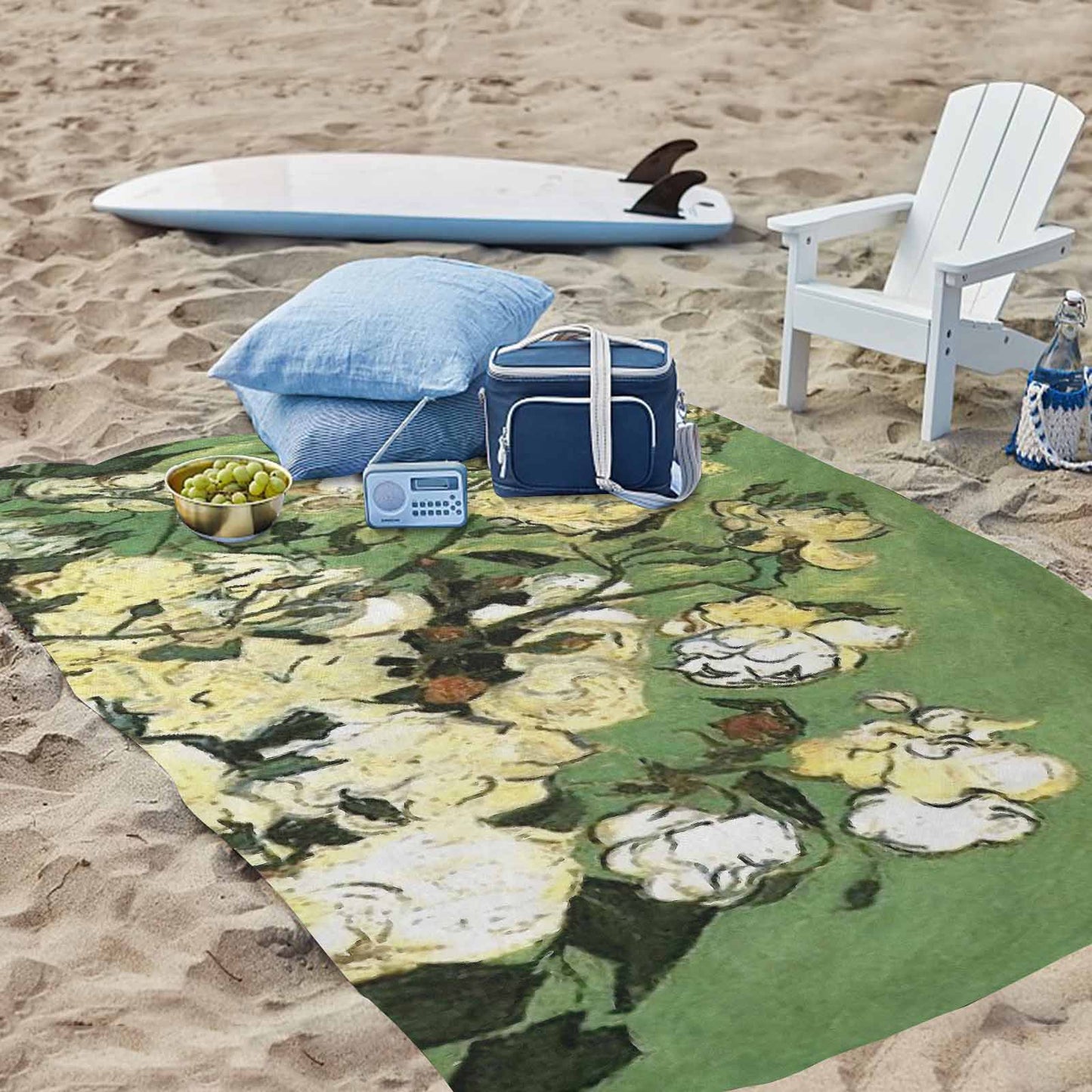 Vintage Floral waterproof picnic mat, 81 x 55in, Design 55