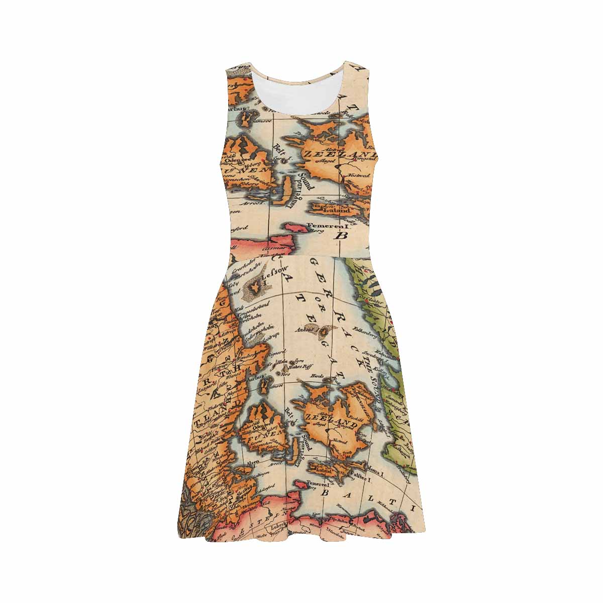 Antique Map casual summer dress, MODEL 09534, design 28