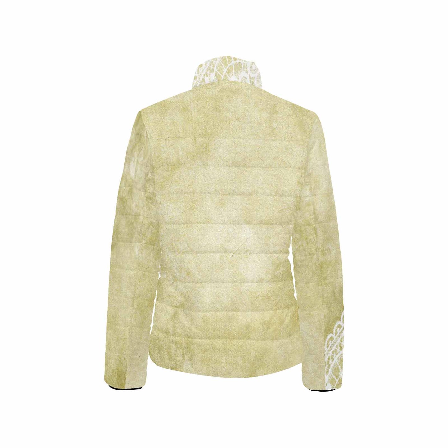 Victorian Lace print womens padded quilted jacket, design 43