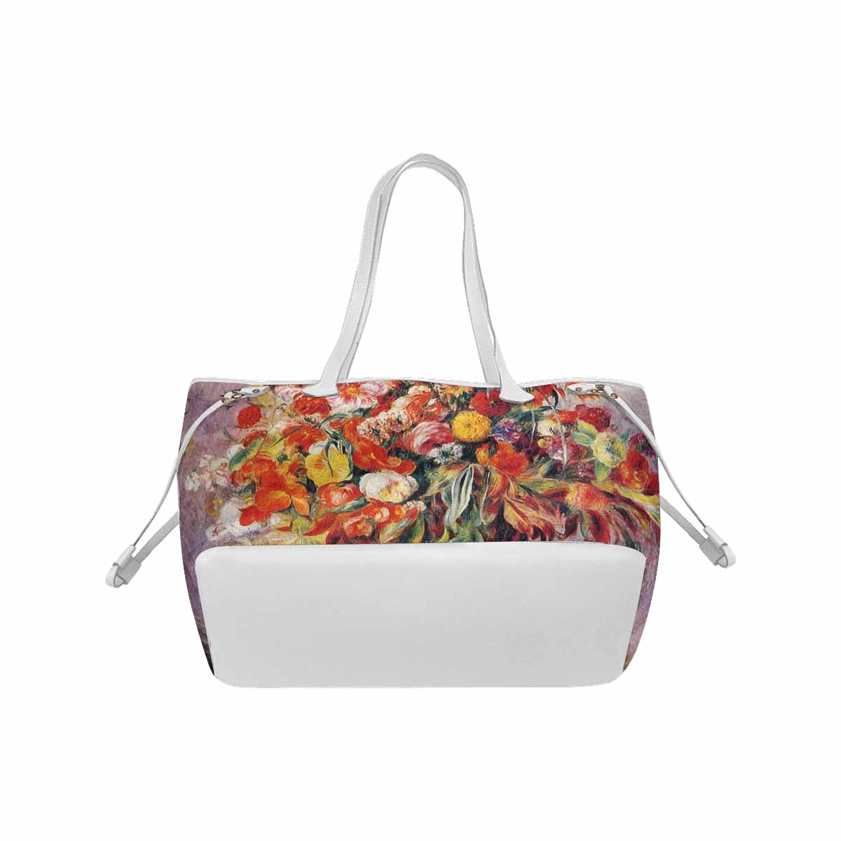 Vintage Floral Handbag, Classic Handbag, Mod 1695361 Design 19, WHITE TRIM