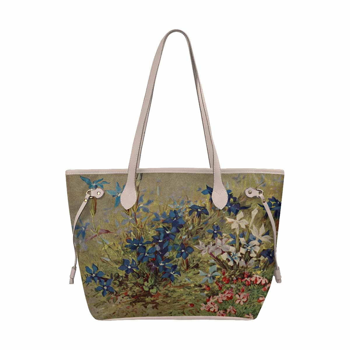 Vintage Floral Handbag, Classic Handbag, Mod 1695361 Design 39 BEIGE/TAN TRIM