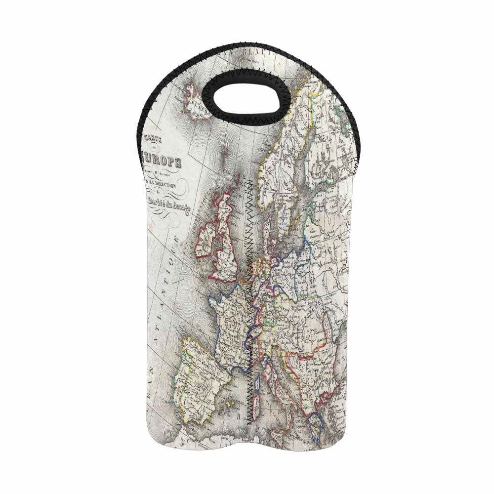 2 Bottle Antique map wine bag,Design 36