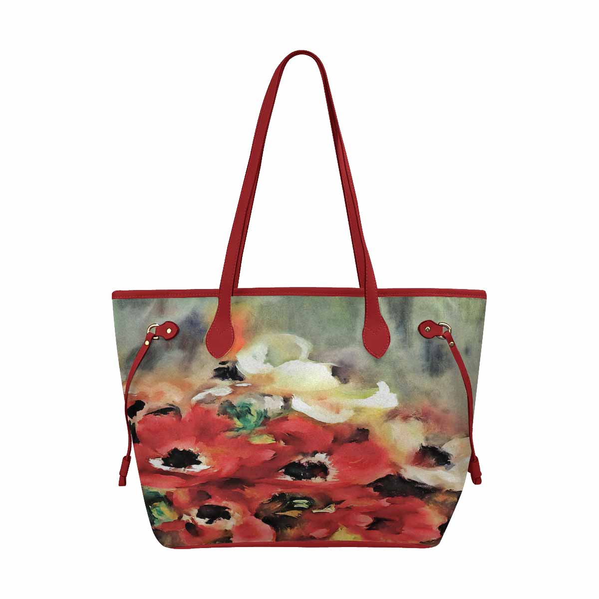 Vintage Floral Handbag, Classic Handbag, Mod 1695361 Design 14, RED TRIM