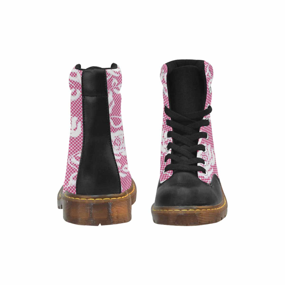 Victorian lace print, cute but tough, Winter walk about  boots, design 17