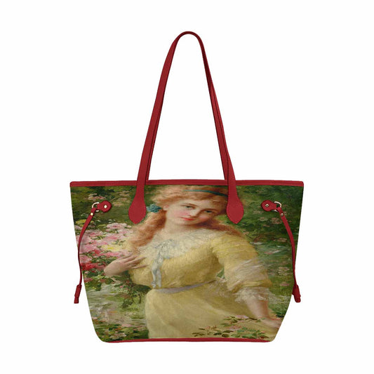 Victorian Girl Design Handbag, Model 1695361, Portrait Of A Girl, RED TRIM