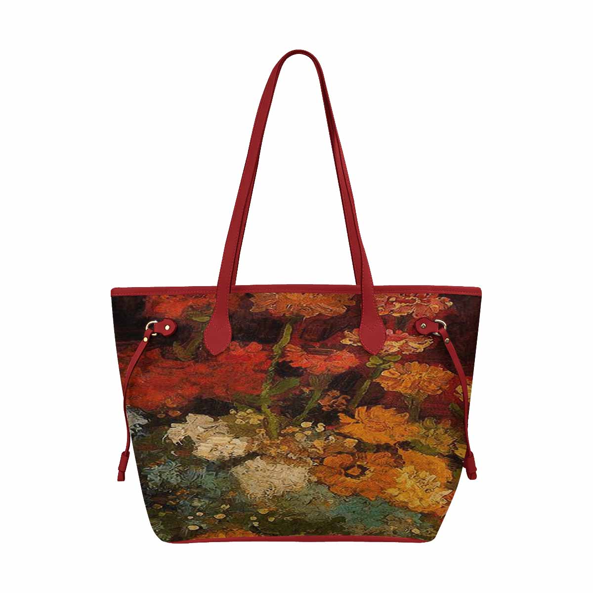Vintage Floral Handbag, Classic Handbag, Mod 1695361 Design 31 RED TRIM