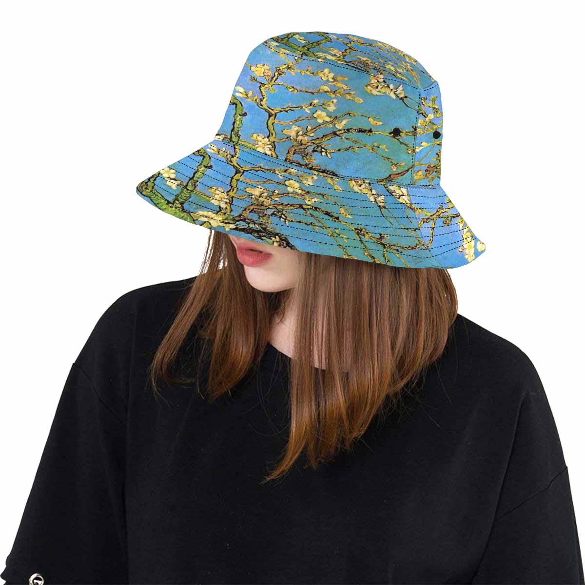 Vintage floral unisex bucket boonie Hat, outdoors hat, Design 20