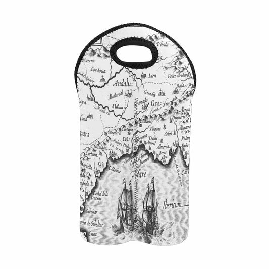 2 Bottle Antique map wine bag,Design 23