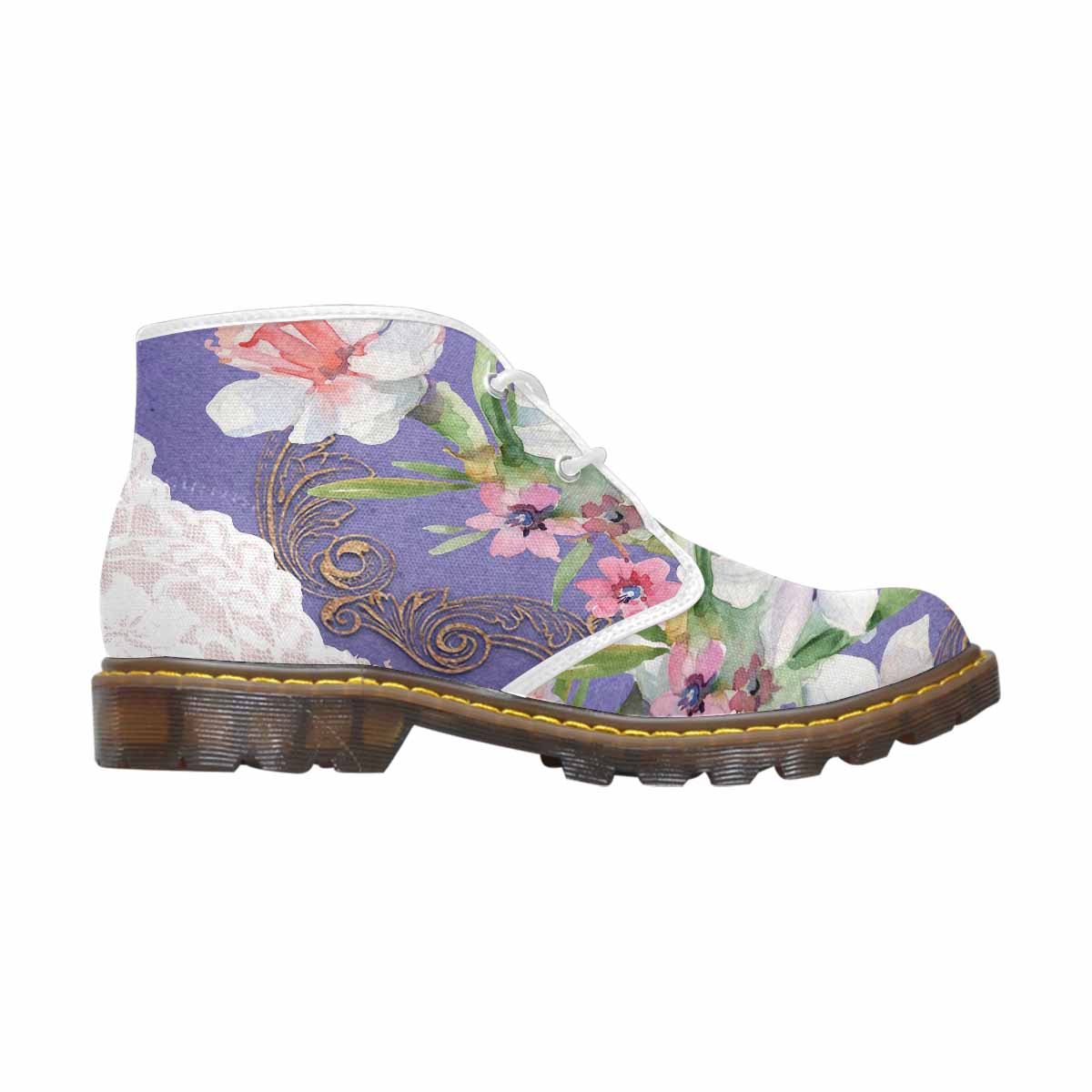 Lace Print, Cute comfy womens Chukka boots, design 47