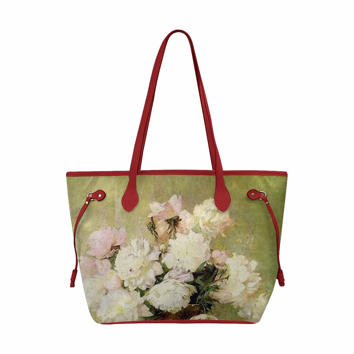 Vintage Floral Handbag, Classic Handbag, Mod 1695361Design 35 RED TRIM