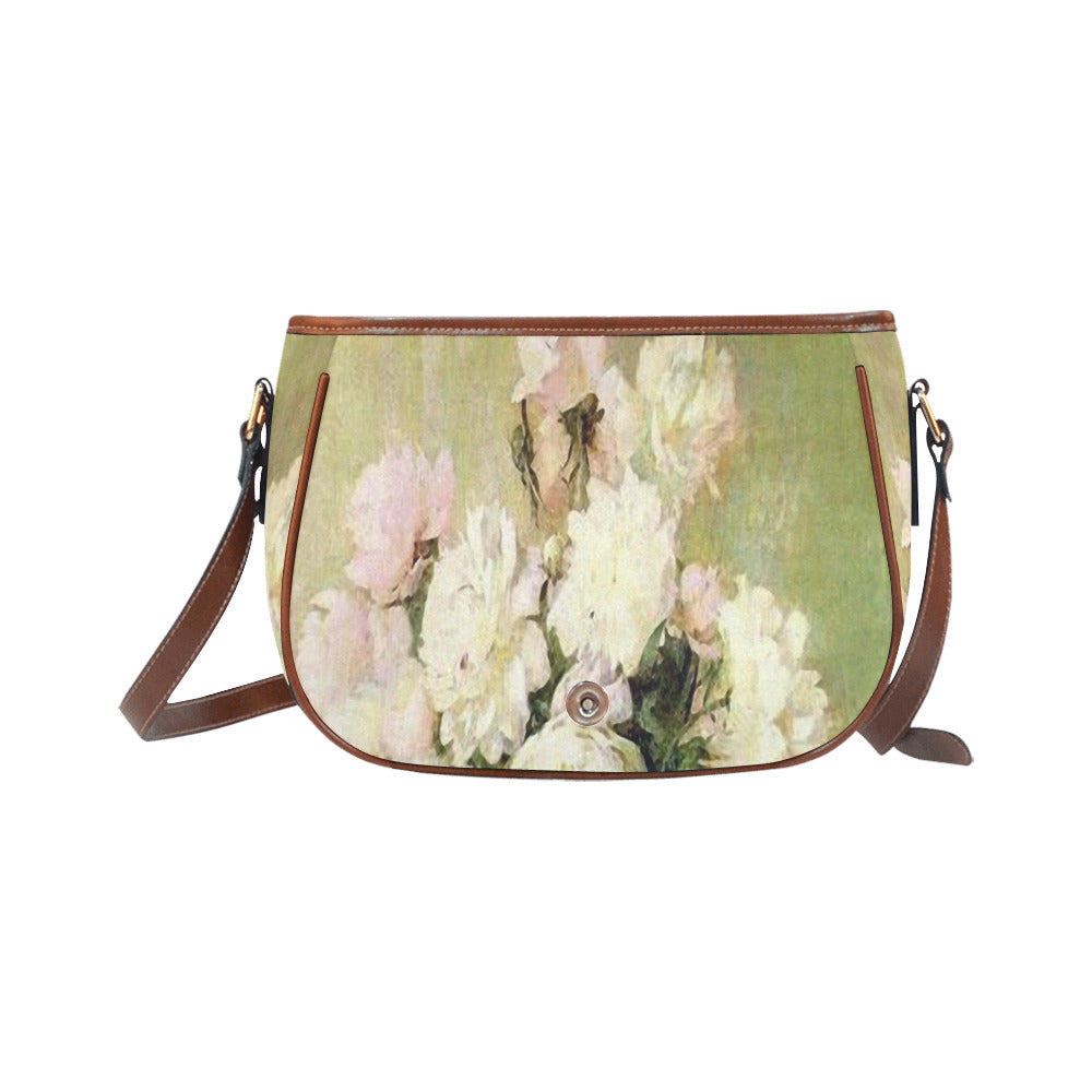 Vintage floral handbag, Design 35 Model 1695341 Saddle Bag/Large (Model 1649)