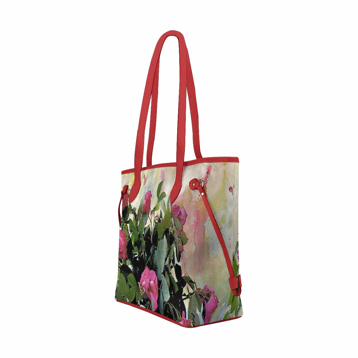 Vintage Floral Handbag, Classic Handbag, Mod 1695361 Design 22, RED TRIM