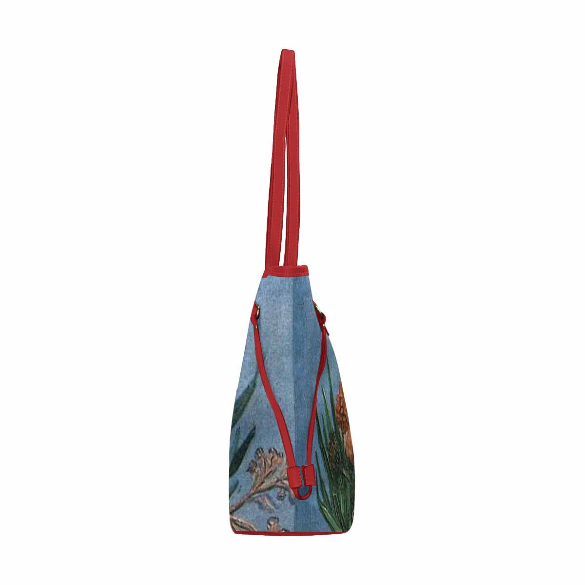Vintage Floral Handbag, Classic Handbag, Mod 1695361, Design 50 RED TRIM
