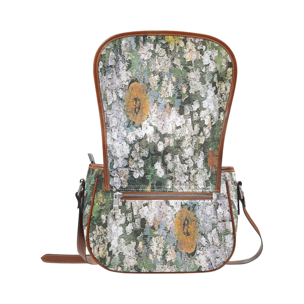 Vintage floral handbag, Design 07 Model 1695341 Saddle Bag/Large (Model 1649)