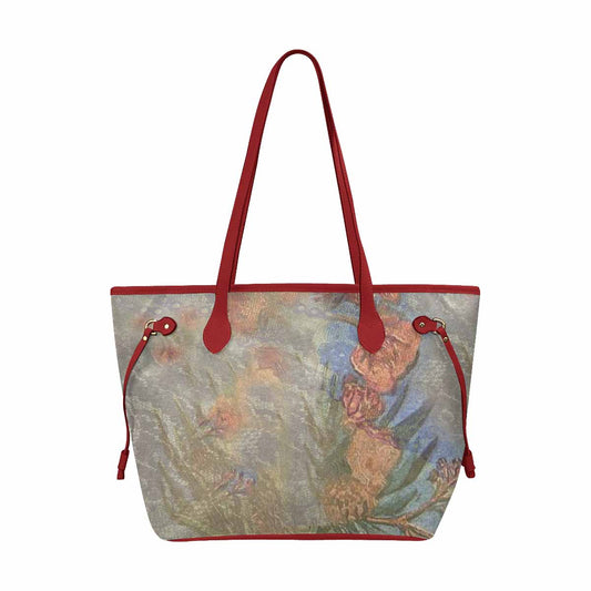 Vintage Floral Handbag, Classic Handbag, Mod 1695361, Design 50x RED TRIM