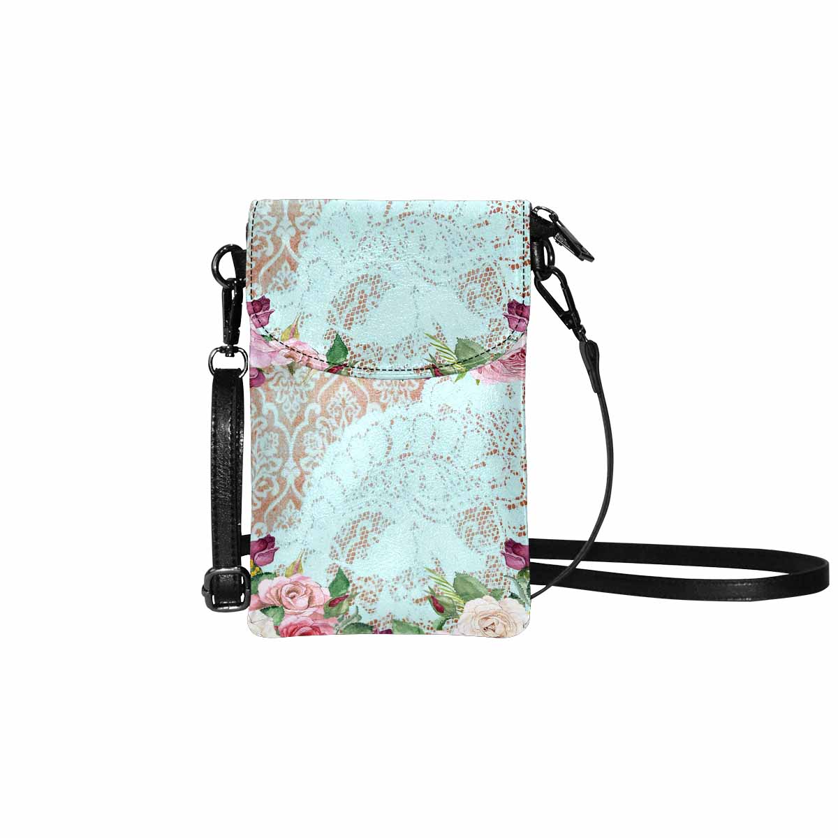 Victorian lace print cell phone purse, mobile purse, Design 24