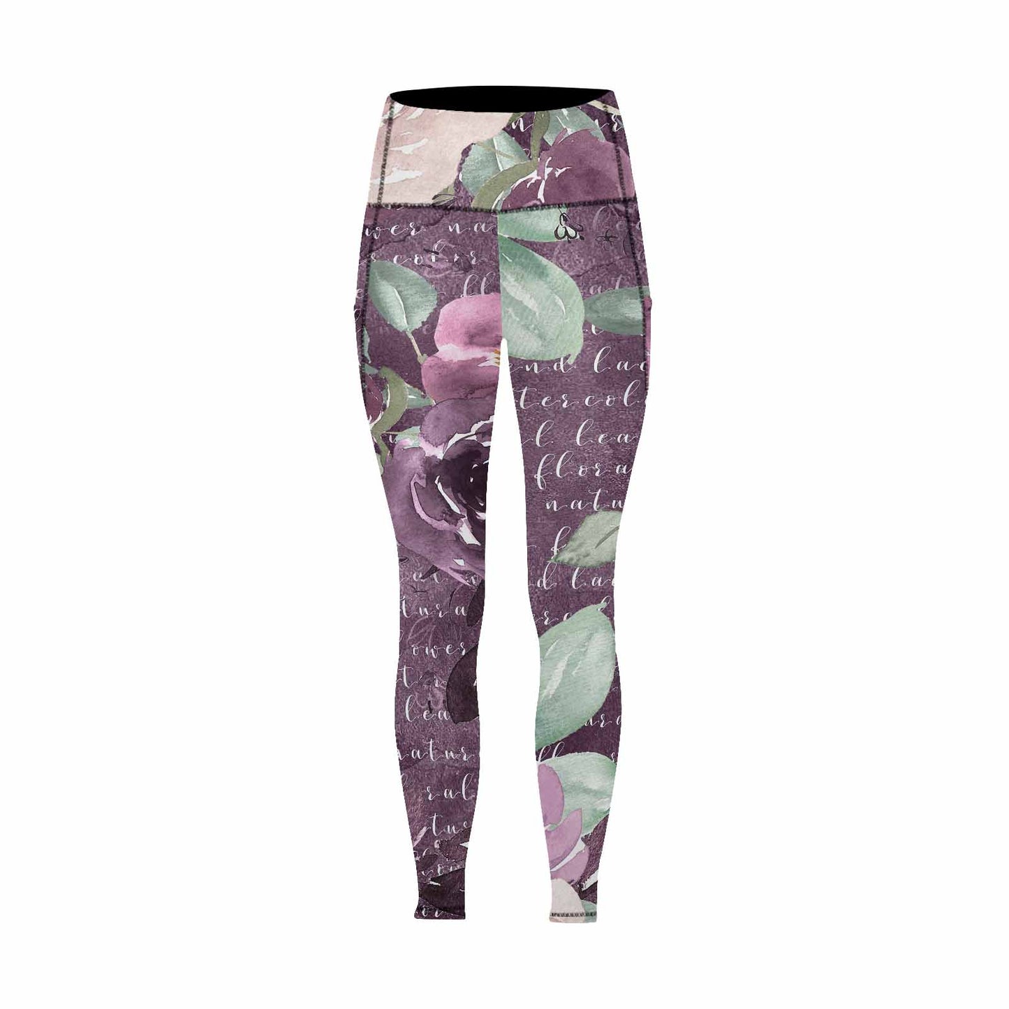 Floral 2, active wear leggings, outside surge, design 40