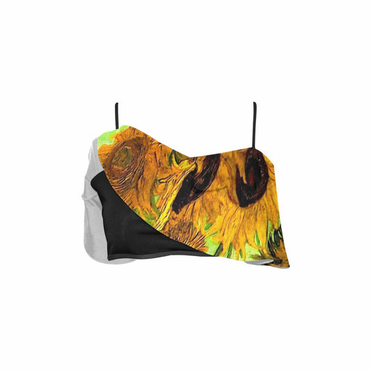 Vintage floral flounce bikini top, Design 48