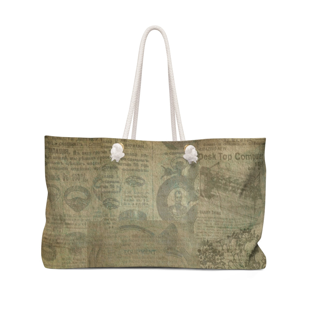 Antique General print weekender bag, casual tote, design 32