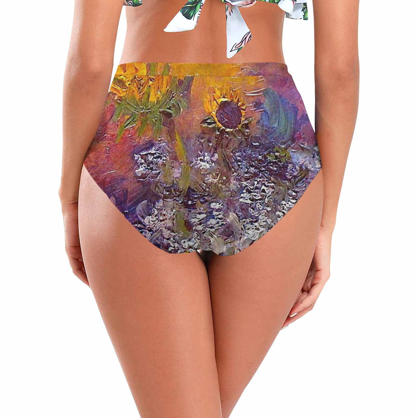 Vintage floral High waist bikini bottom, Design 54