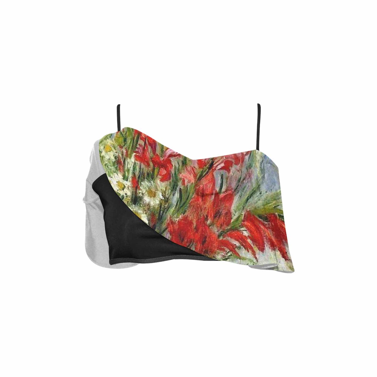 Vintage floral flounce bikini top, Design 43