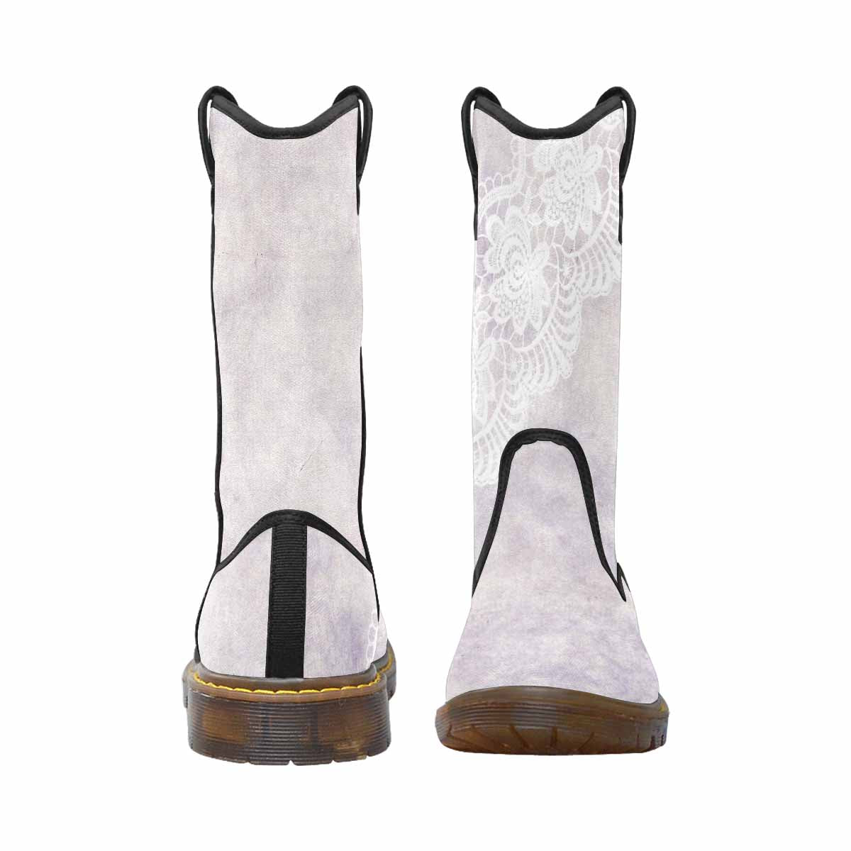 Victorian lace print, western lumber boots, design 40