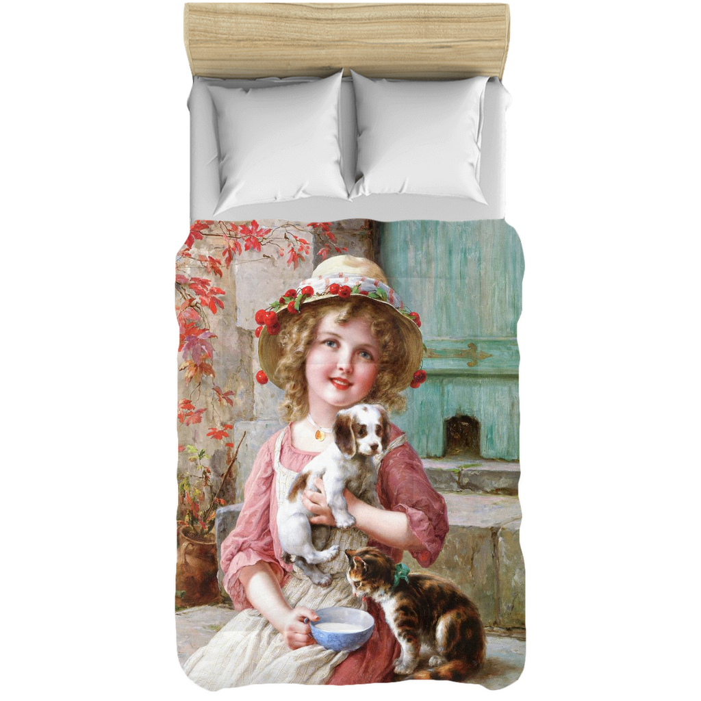 Victorian lady design comforter, twin, twin XL, queen or king, New Friends