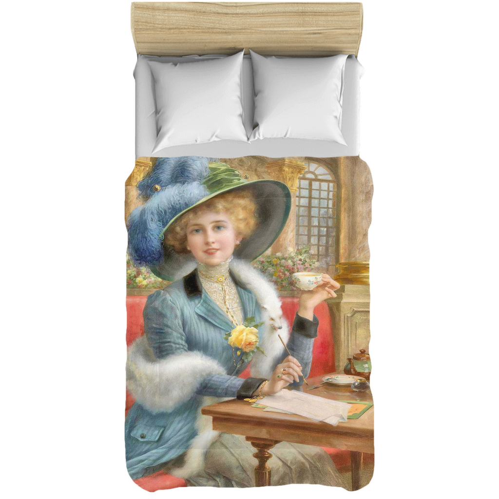 Victorian lady design comforter, twin, twin XL, queen or king, ELEGANT LADY