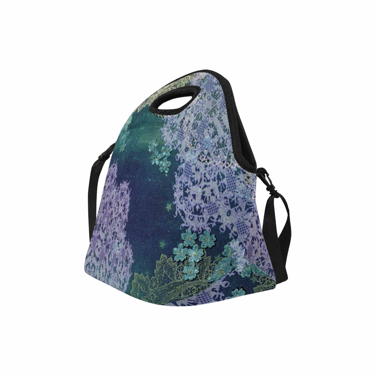 Victorian lace print insulated lunch bag, design 05