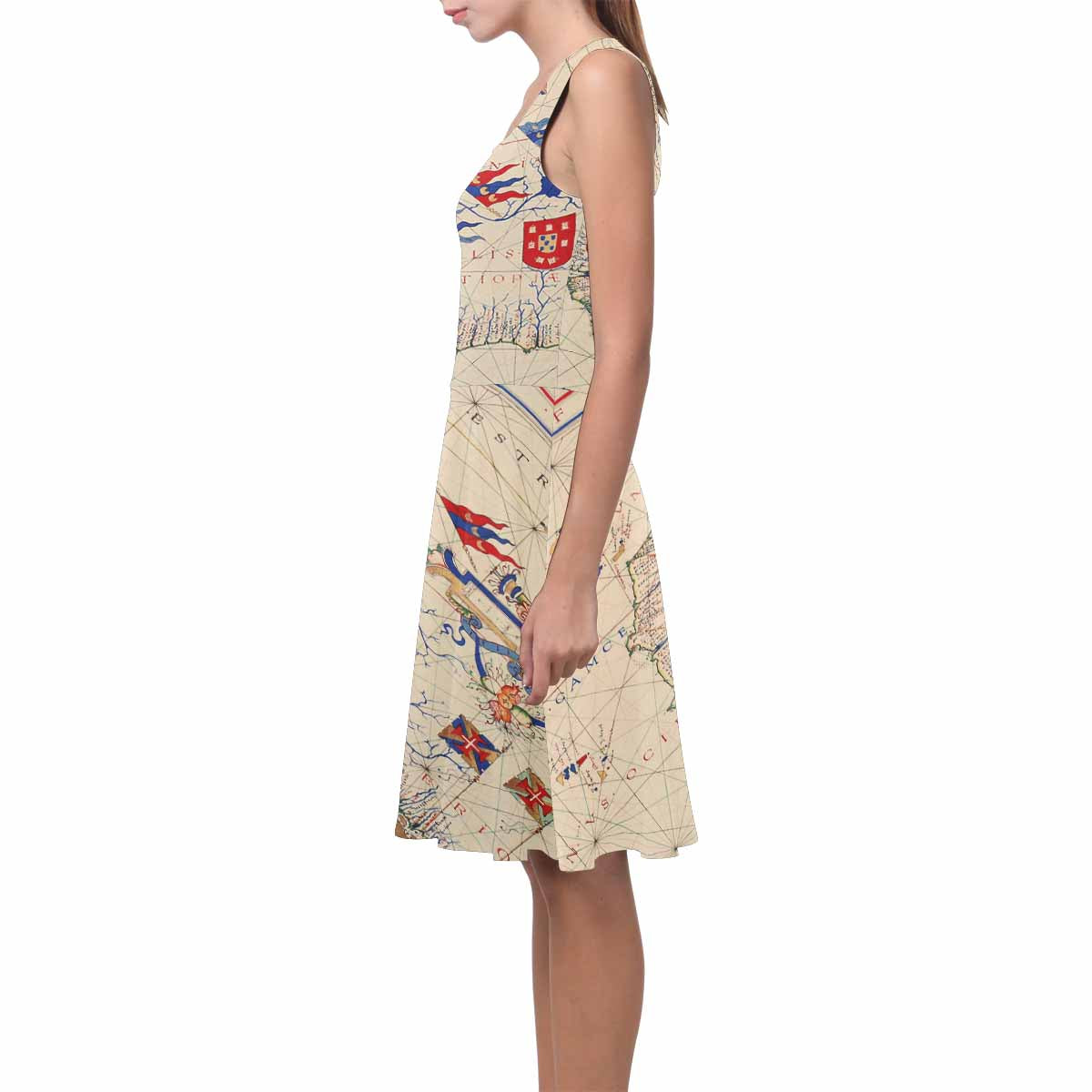 Antique Map casual summer dress, MODEL 09534, design 40