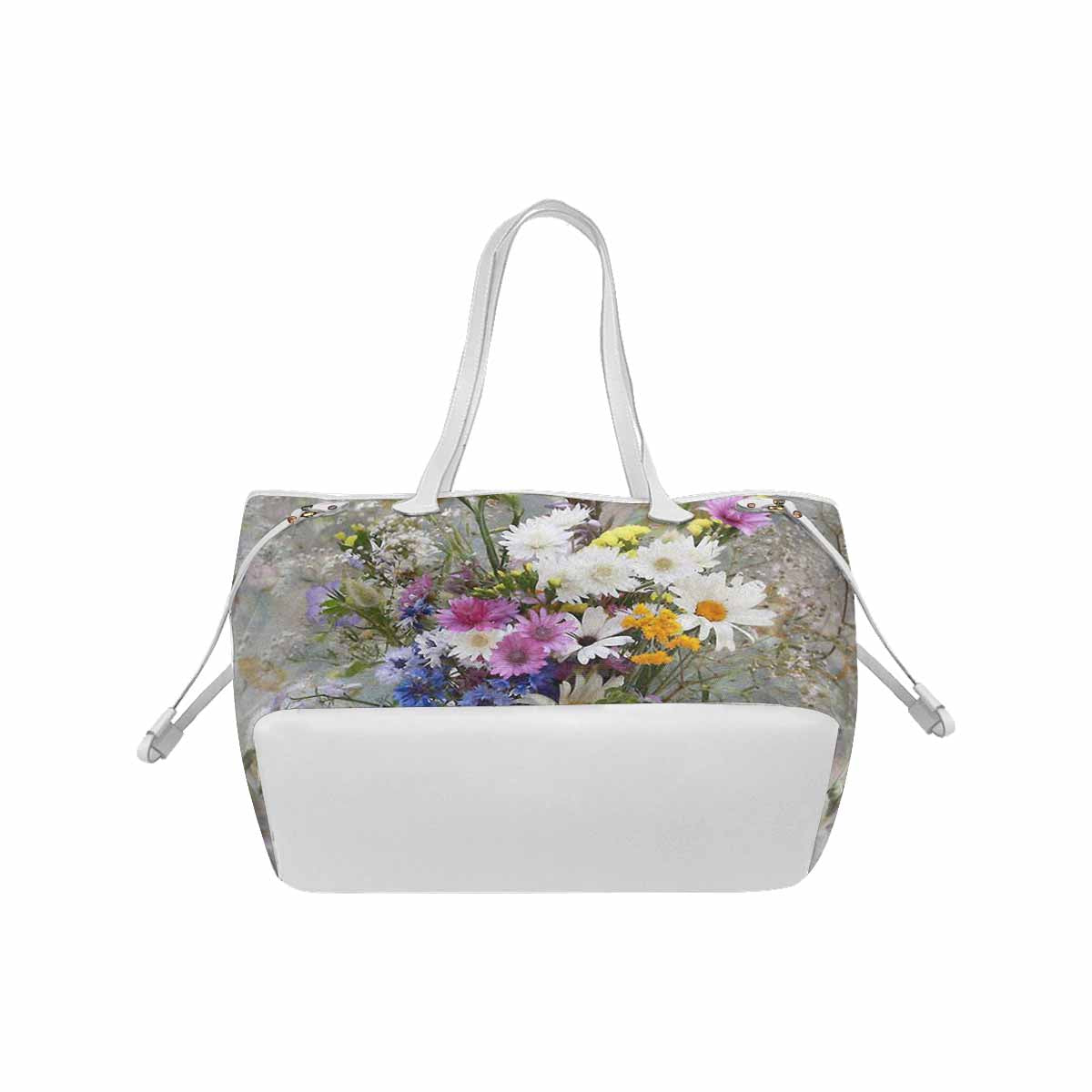 Vintage Floral Handbag, Classic Handbag, Mod 1695361 Design 02, WHITE TRIM