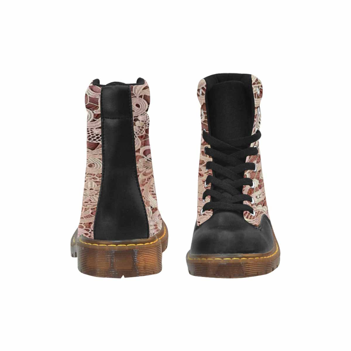 Victorian lace print, cute but tough, Winter walk about  boots, design 11