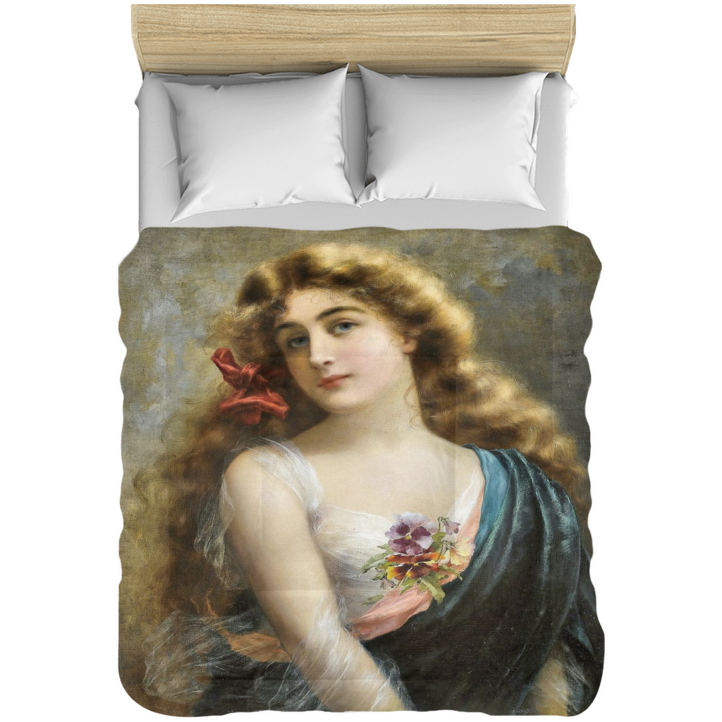Victorian lady design comforter, twin, twin XL, queen or king, An auburn beauty
