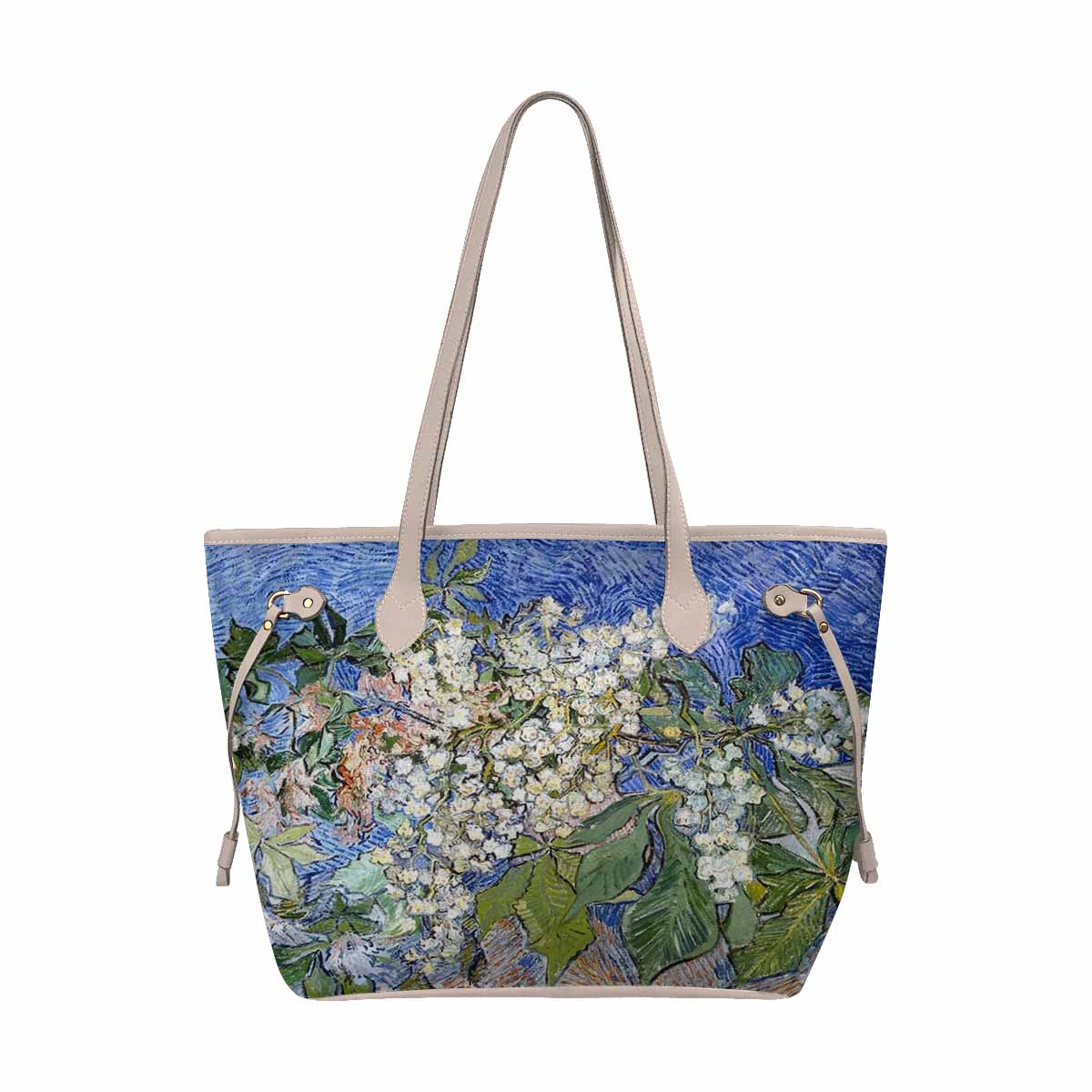 Vintage Floral Handbag, Classic Handbag, Mod 1695361 Design 04, BEIGE/TAN TRIM