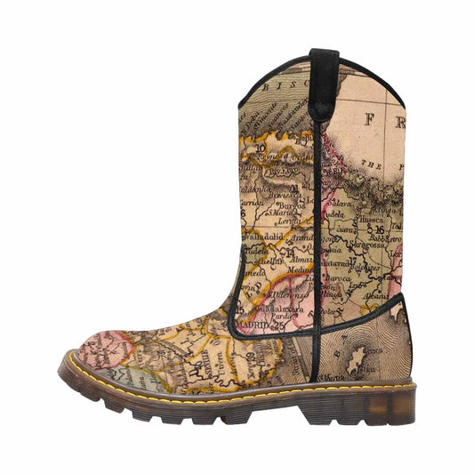 Antique Map design womens western lumber boots, Design 16