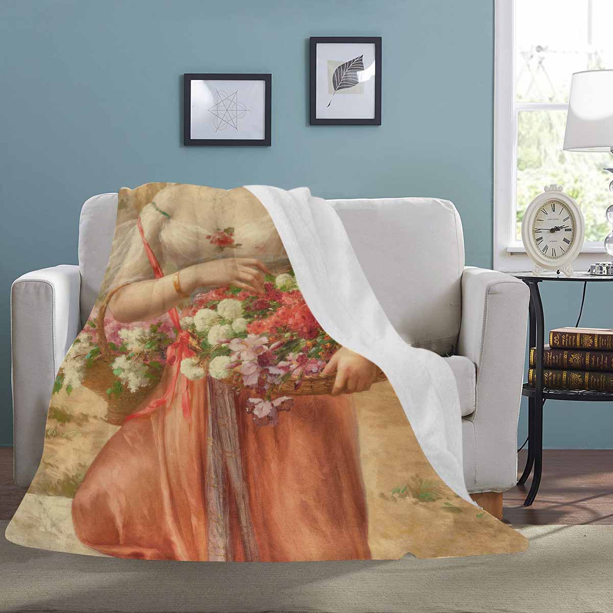 Victorian Lady Design BLANKET, LARGE 60 in x 80 in, Roses