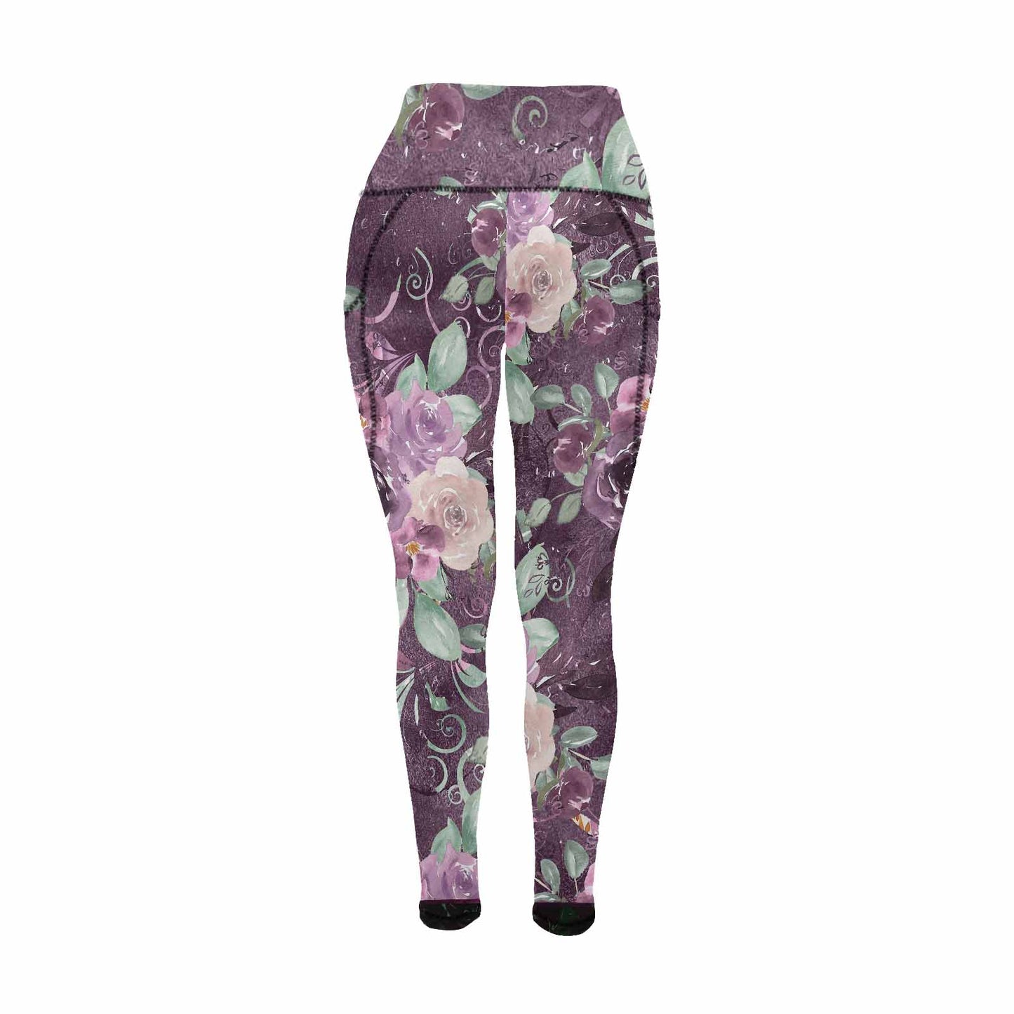 Floral 2, active wear leggings, outside surge, design 48
